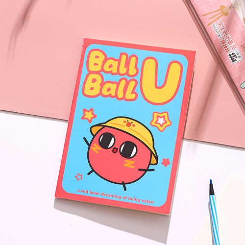 请吃红小豆吧球球你买本子卡通笔记本空白本 - 图0
