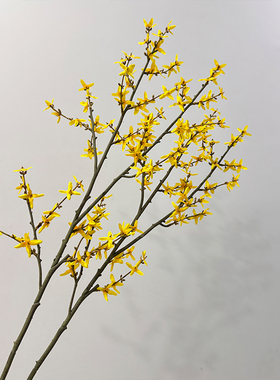 仿真迎春枝假树枝黄色寸寸金花艺造景插花摆件高端样板间摆件