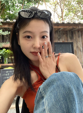 椭圆复古辣妹墨镜防紫外线太阳镜