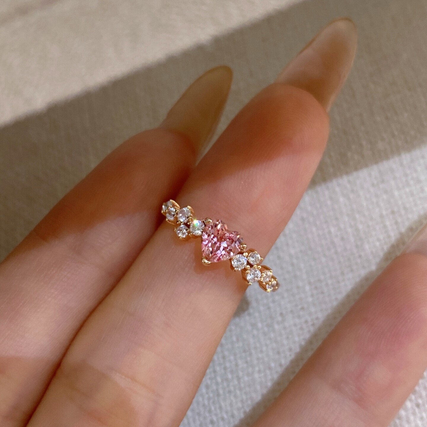 Nurture Padparadscha Pink Love Ring 925 Silver