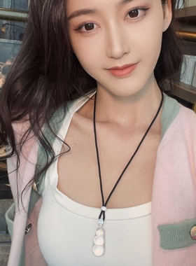 水沫玉玻璃种微棉福豆豆吊坠项链