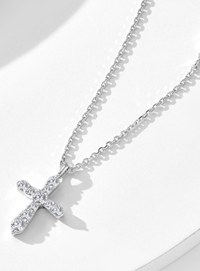 圣光之约满钻双十字架项链925银