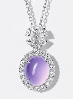 小鸽子蛋紫色玉髓吊坠项链女925