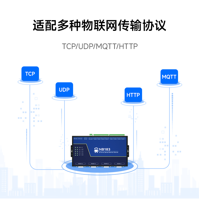 RS485/232串口转以太网8路串口服务器多路MODBUS网关隔离型TCP转RTU注册包心跳包物联网协议上位机AT指令-图1