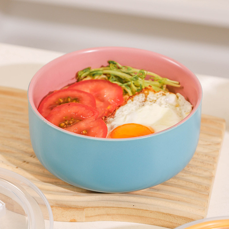 陶瓷泡面碗家用带盖大容量可微波炉加热学生宿舍专用打饭盒保鲜碗