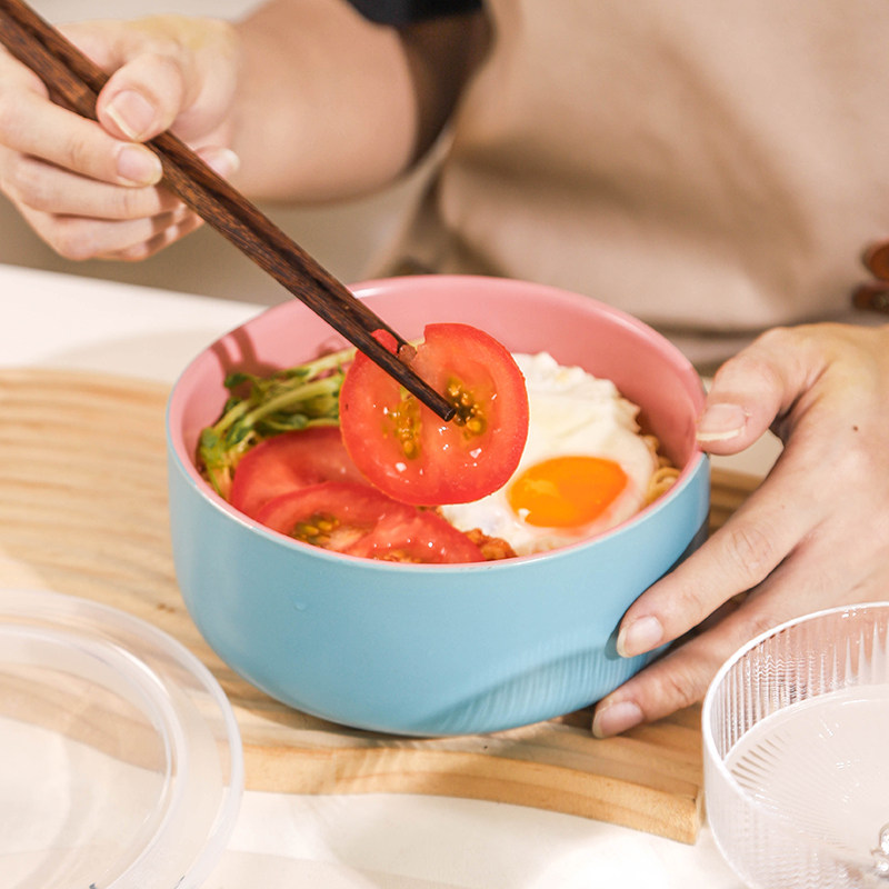 陶瓷泡面碗家用带盖大容量可微波炉加热学生宿舍专用打饭盒保鲜碗