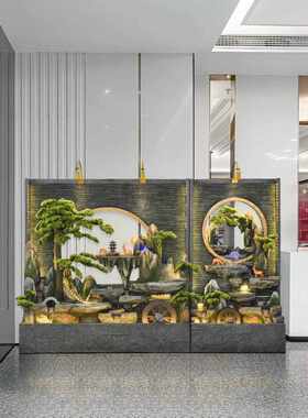 水幕墙流水屏风隔断公司背景室内外庭院花园鱼池假山喷泉景观摆件