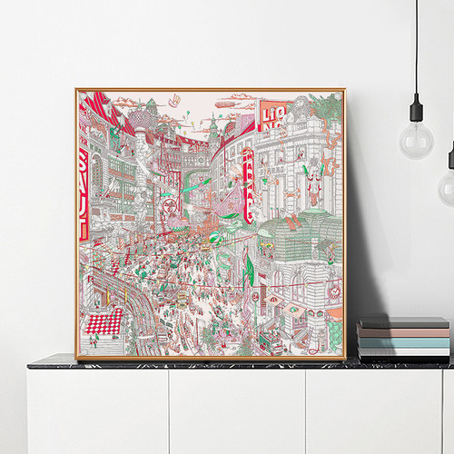 福宝大道街爱马丝巾挂画印刷巴黎名店福宝大奖赛装饰画美式建筑仕 - 图1