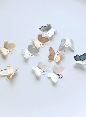14K包金立体蝴蝶吊坠12*10mm保色手链项链耳坠吊手工饰品diy材料