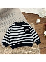 Boy gush clothing autumn winter 202 new striped children warm blouses baby winter thickened hooded sweatshirt