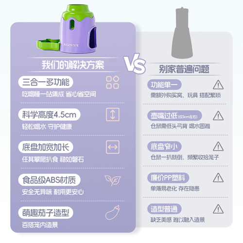 布卡星仓鼠饮水器立式喝水底座金丝熊水樽支架用品水壶食盆二合一 - 图1
