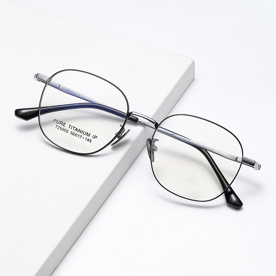 Pure titanium large frame glasses rose gold discoloration
