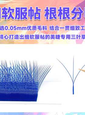 蓝色大花三叶草假睫毛美睫店专用