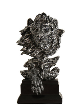 北欧树脂百兽之王狮子头摆件客厅书柜电视机柜餐厅创意工艺摆设