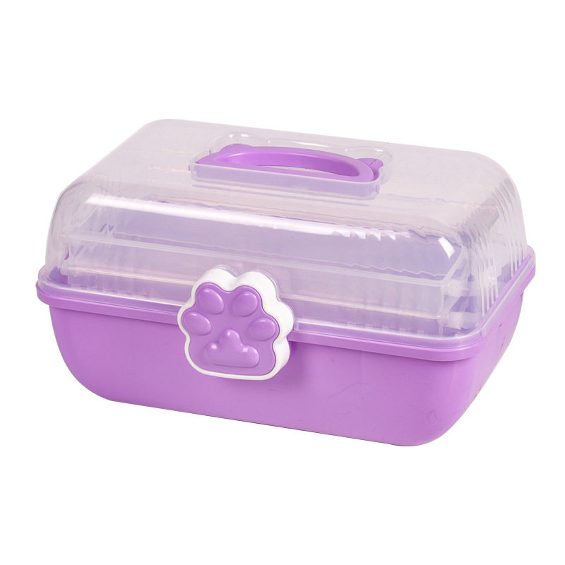 新款儿童可爱猫爪收纳盒文具收纳盒家用药箱三层折叠多功能收纳箱,淘宝优惠券,粉丝福利购,淘宝优惠卷