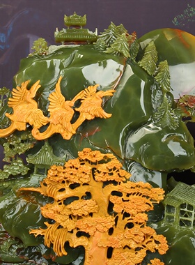 天然玉石雕刻山水摆件玄关摆设