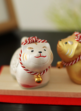 作舍窑陶土招福日式桌面可爱摆件