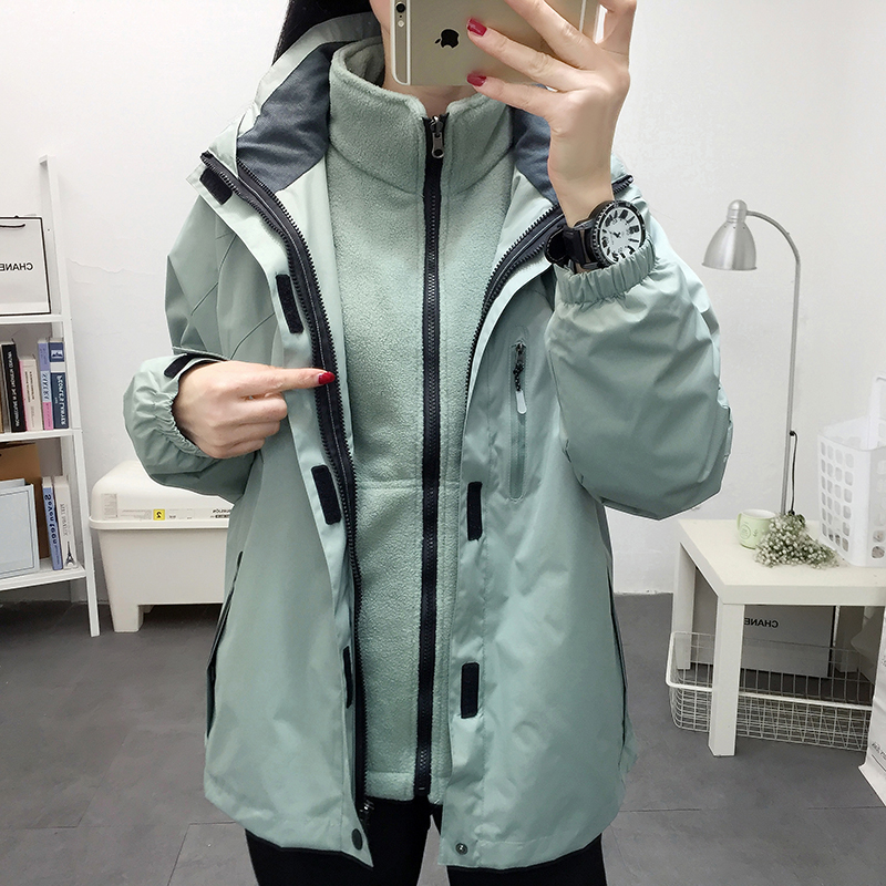 户外冲锋衣女三合一可拆卸加绒加厚两件套韩国外套登山服装男定制 户外冲锋衣女三合一可拆卸加绒加厚两件套韩国外套登山服装男定制