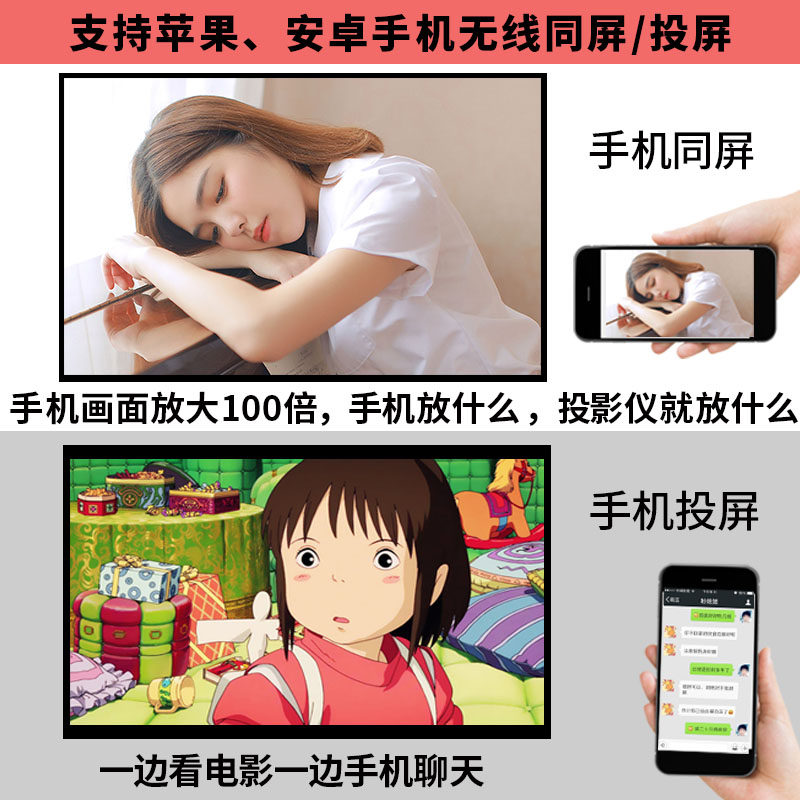 s5 4k超高清家庭影院wifi智能手机 易接投影机