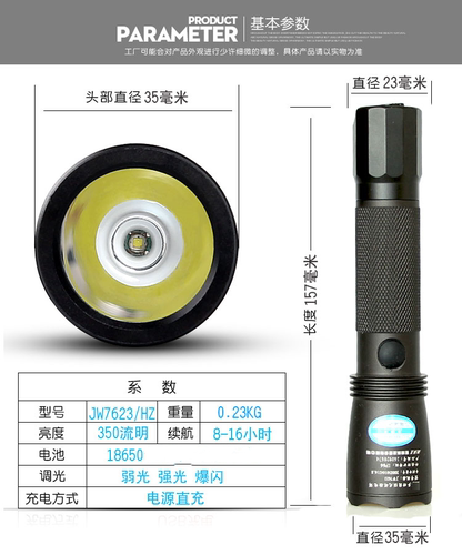 海洋王JW7623/HZ防爆手电筒JW7622强光防水巡检多功能超亮LED充电 - 图1