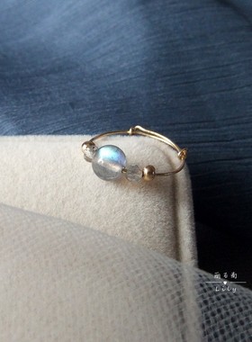 转运美国14k包金不褪色灰月光石