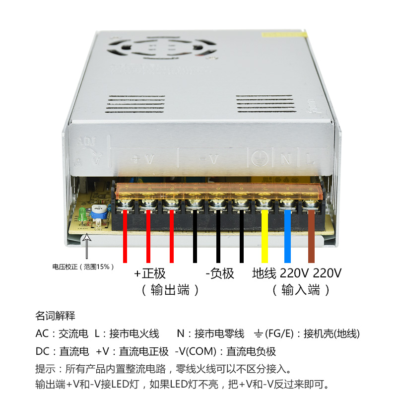 格普特LED开关电源12V/30A/400W室内灯带灯条户外灯箱变压器模块-图2