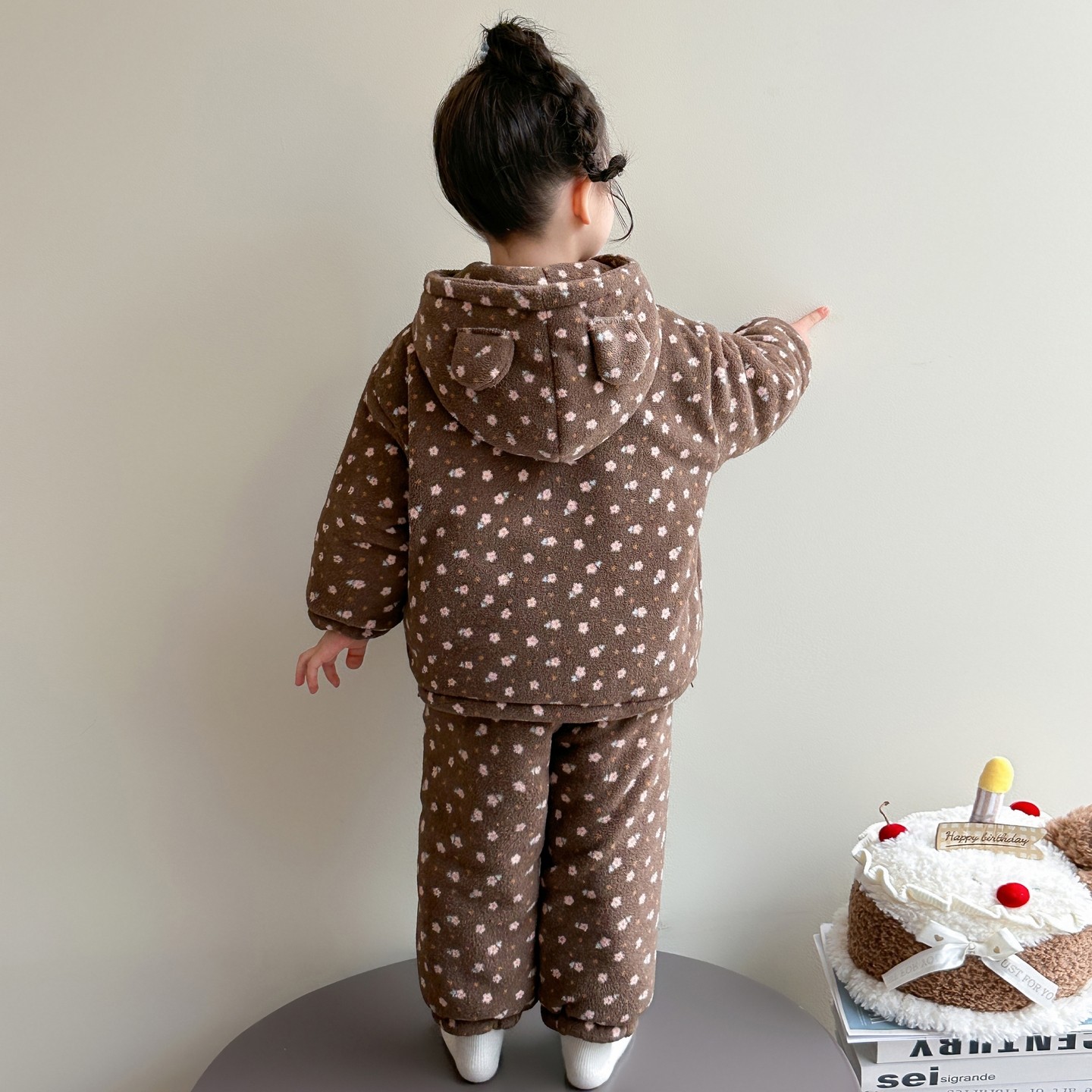 女童三层夹棉家居服女孩碎花连帽加厚睡衣公主女宝宝连帽保暖套装,淘宝优惠券,粉丝福利购,淘宝优惠卷