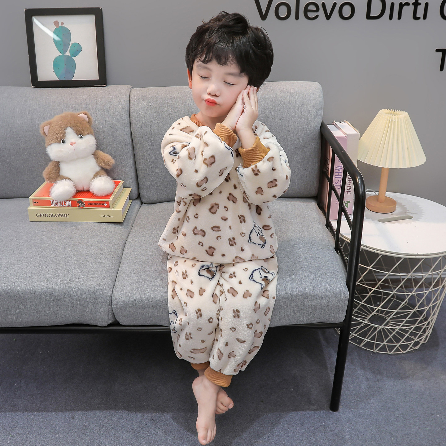 男童法兰绒睡衣冬季小男孩保暖卡通套头家居服儿童套装宝宝睡衣冬,淘宝优惠券,粉丝福利购,淘宝优惠卷
