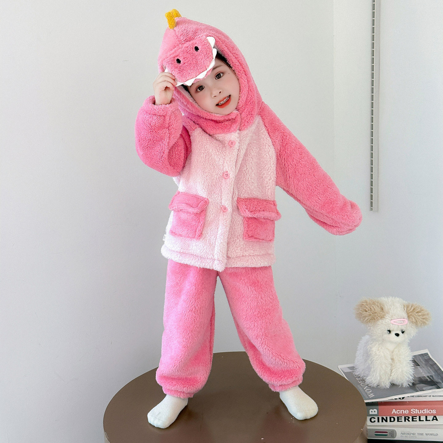 儿童珊瑚绒睡衣套装女孩加厚保暖恐龙家居服宝宝卡通睡衣冬季女童,淘宝优惠券,粉丝福利购,淘宝优惠卷