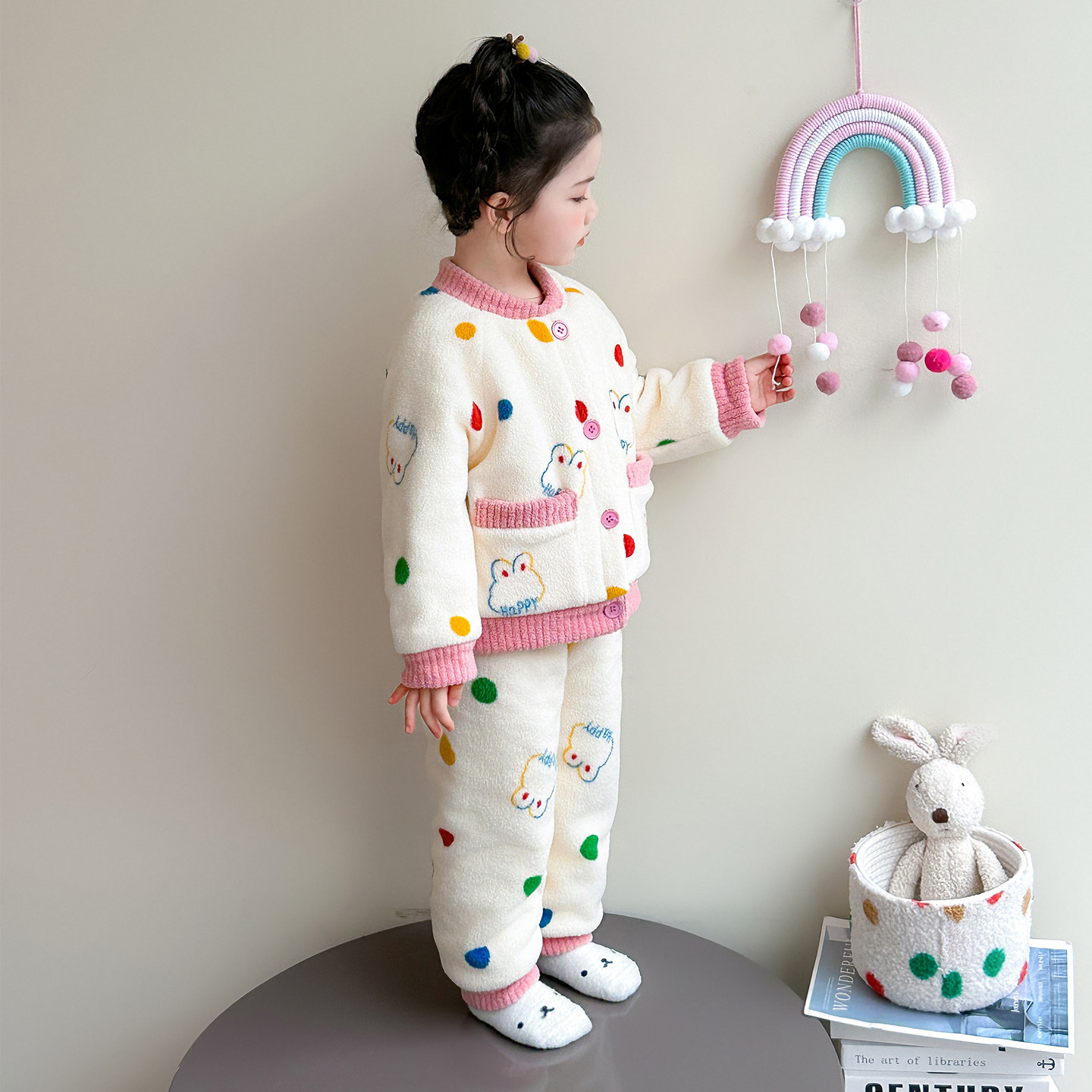 儿童睡衣冬季女童珊瑚绒家居服三层夹棉公主女宝宝超厚保暖套装冬,淘宝优惠券,粉丝福利购,淘宝优惠卷