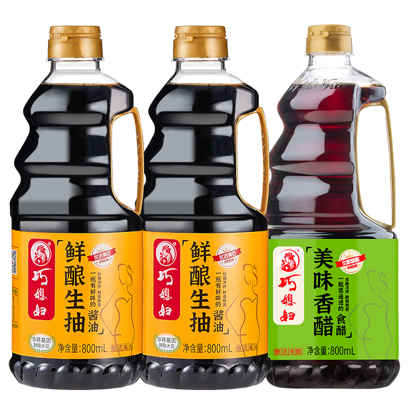 QQ巧媳妇鲜味生抽鲜酿生抽家用家用酿造酱油800ml*3 - 图2