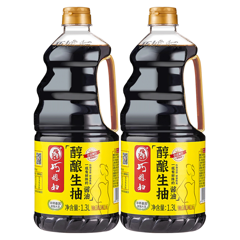 巧媳妇醇酿生抽酱油大桶装炒菜卤炖调馅味极鲜酱油调味品1.3L*2