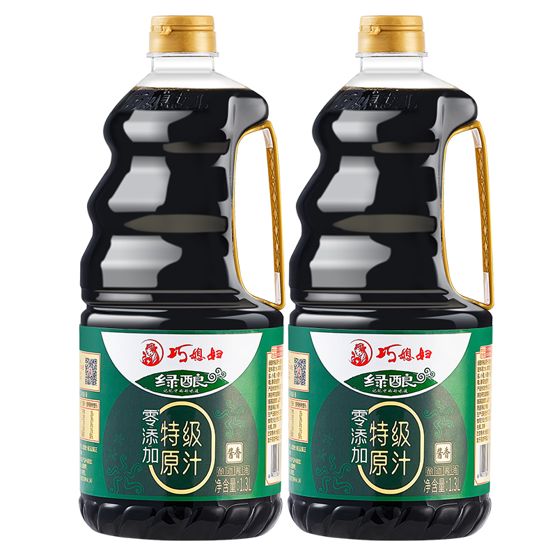 巧媳妇绿酿特级原汁生抽酱油味极鲜调味炒菜厂家直销1.3L