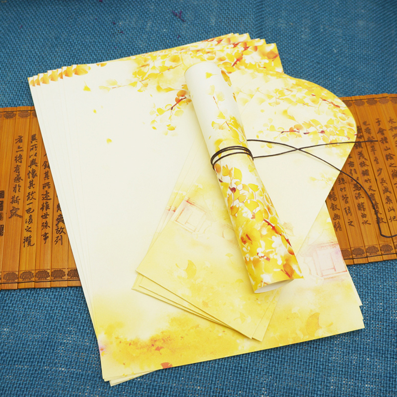 岁月坊中国风水彩复古信纸信封套装特色水彩特色古风套装信纸信封 - 图1