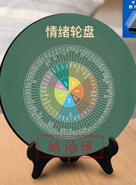 情绪轮盘圆盘木制平面相框摆件心理咨询自我疗愈室桌面摆台礼物