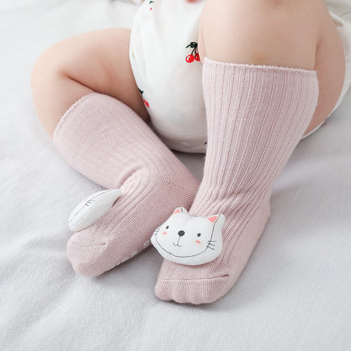 婴儿袜子春秋薄款新生婴幼儿0-3月0-1岁可爱秋冬季棉袜宝宝中筒袜 - 图1