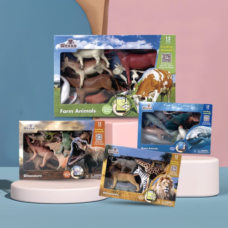 Wenno仿真动物模型儿童男孩女孩恐龙玩具农场海洋动物模型12件