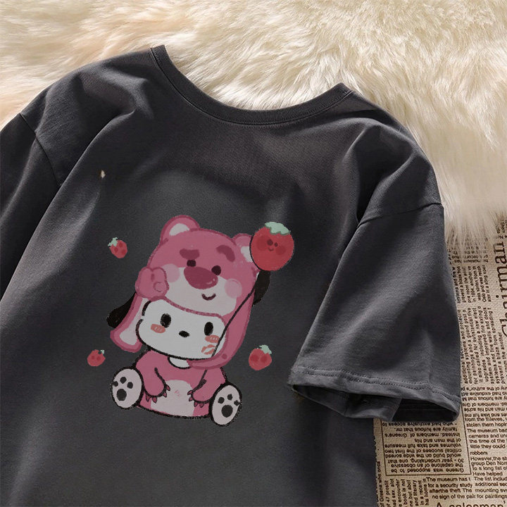 草莓熊女童时髦短袖t恤2026夏款纯棉透气半袖帕恰狗可爱百搭上衣,淘宝优惠券,粉丝福利购,淘宝优惠卷