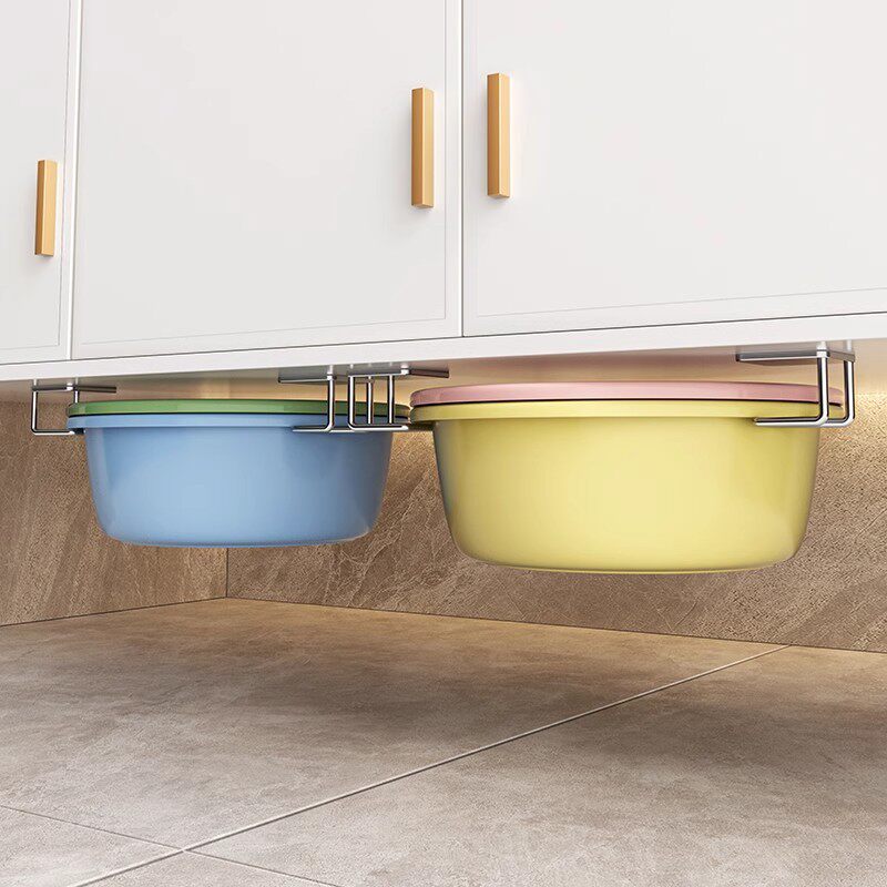 卫生间置物架洗脸盆收纳架子浴室柜下免打孔壁挂式放脸盆挂钩神器