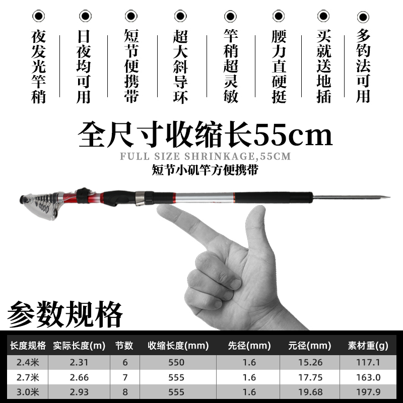 小矶竿短节大导环小爆炸专用夜光梢矶钓竿碳素迷你小海竿软尾矶竿图片