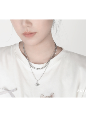 CYPHER 星沿|中性双层项链男女同款钛钢不褪色欧美嘻哈短袖卫衣链