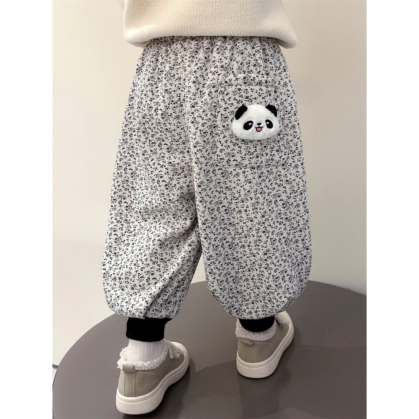 女小童熊猫加绒卫裤秋冬季女宝宝加厚灯笼裤冬装幼儿园保暖束脚裤,淘宝优惠券,粉丝福利购,淘宝优惠卷