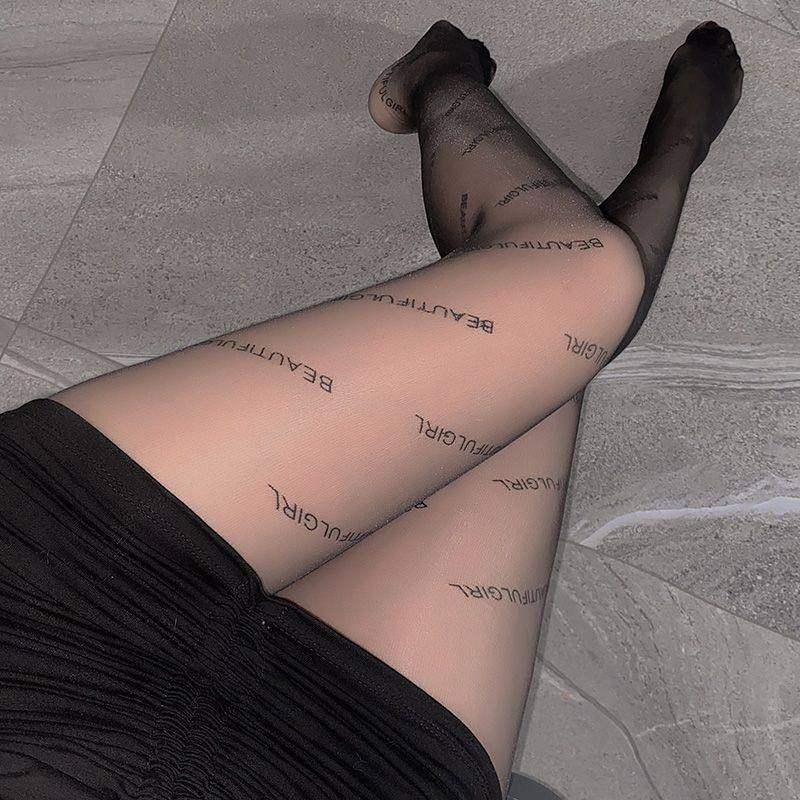 新款超薄黑丝袜字母开 档纯欲风英文丝裤袜内搭裤袜防女薄款丝袜,淘宝优惠券,粉丝福利购,淘宝优惠卷