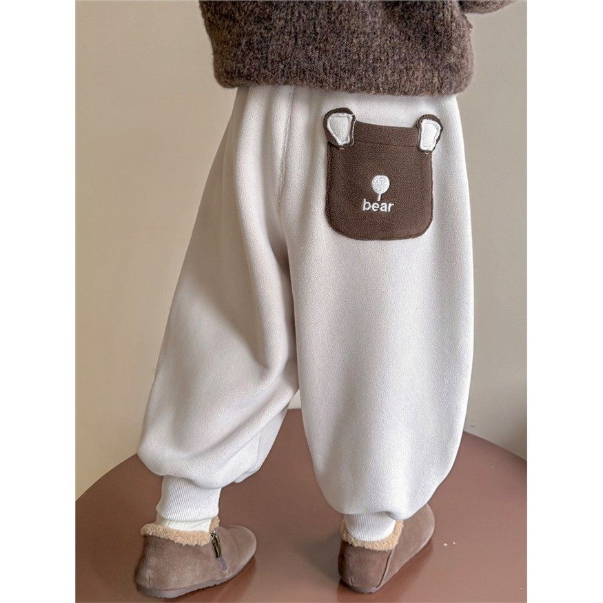 女小童加绒小熊卫裤秋冬季女宝宝保暖运动裤冬装幼儿园外穿休闲裤,淘宝优惠券,粉丝福利购,淘宝优惠卷