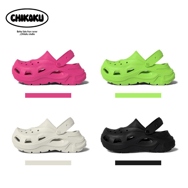chikoku机甲厚底洞洞鞋女4.5cm夏季户外穿沙滩凉拖鞋男新款ins潮 - 图0