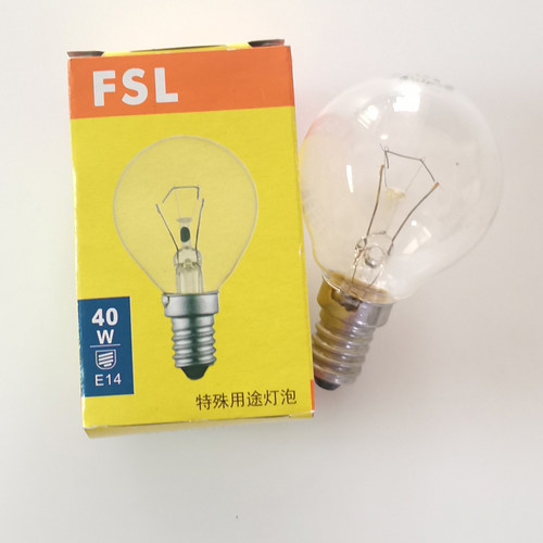 佛山照明FSL钨丝暖光灯泡E14尖泡15W25W40W60W磨砂透明小圆球泡 - 图1