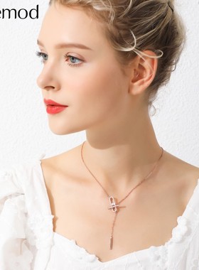 女纯银形镶韩版简约气质长项链
