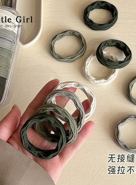 墨绿色系新款皮筋女扎头发高马尾发绳加粗高弹力耐用皮套成人发圈