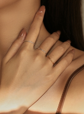 MODIAN摩典S925纯银经典素圈闭口戒指女简约光面网红ins叠戴细戒