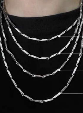 钛钢项链男菱形高街饰品女不掉色高级配饰小众个性颈链百搭瓜子链